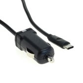 OTB USB-C autolader met vaste kabel - 3A / zwart - 1,1 meter