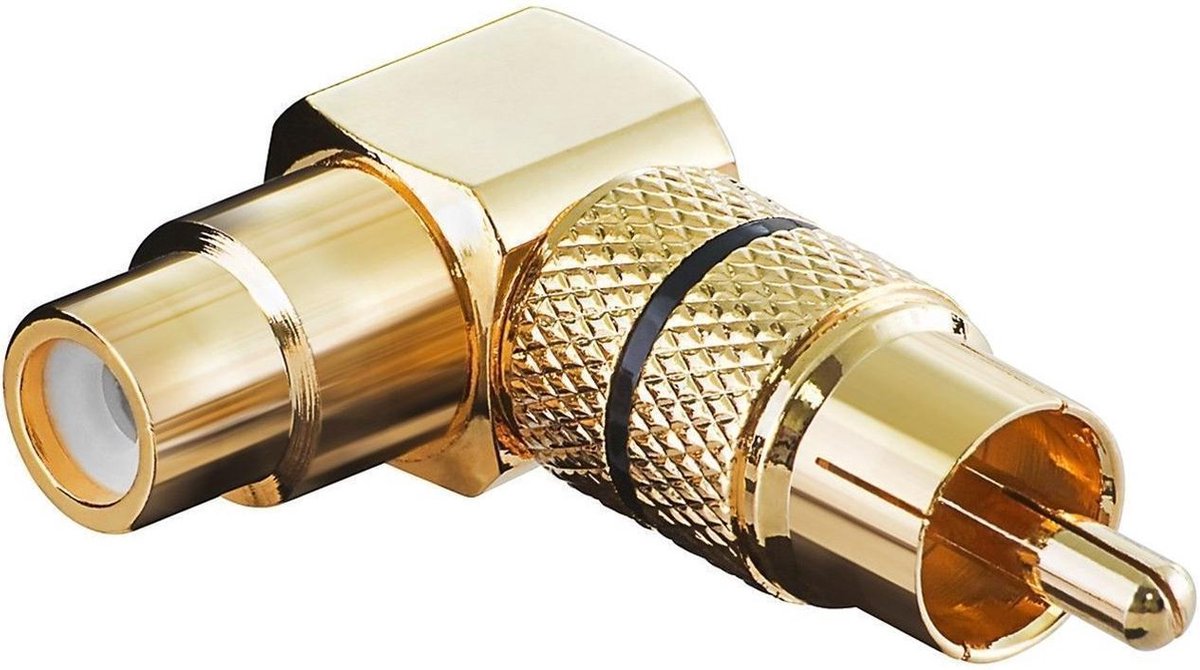 Tulp haakse audio adapter - zwart / verguld (metaal)