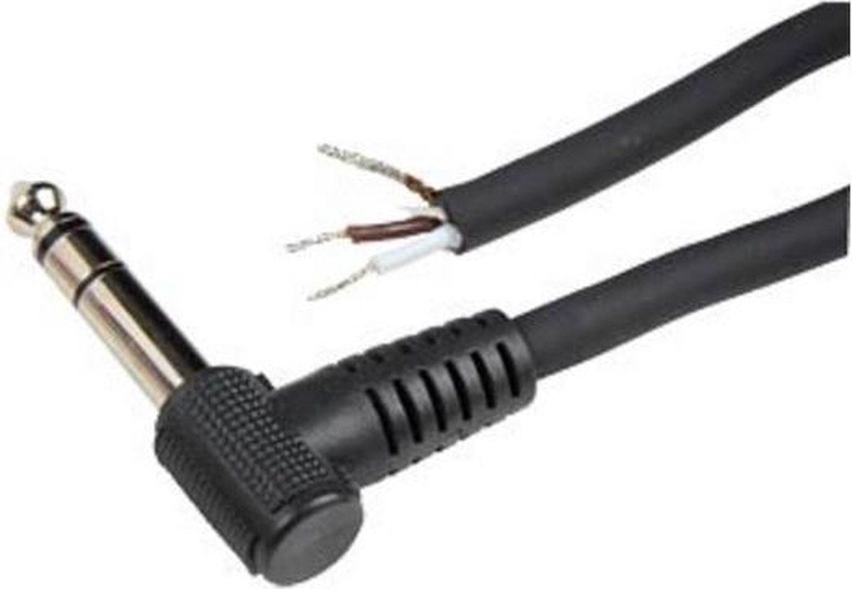 6,35mm Jack (m) haaks stereo audio kabel met open eind / zwart - 1,8 meter