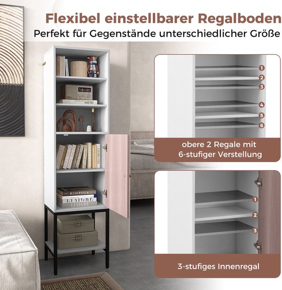 COSTWAY 170 cm hoge kast voor badkamer badkamerkast met lade