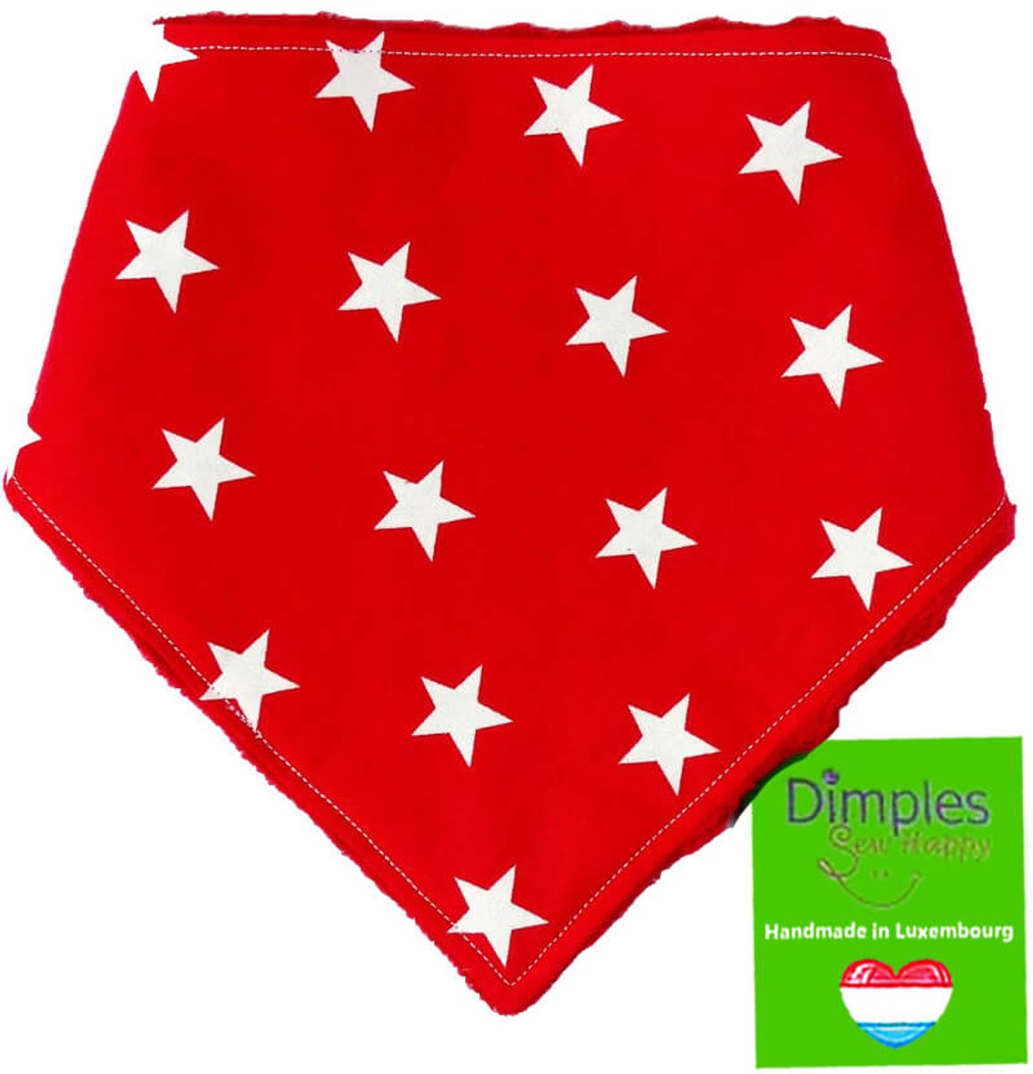 Rode sterren hondenhalsdoek - DIMPLES 45cm M hondensjaal hondenbandana met comfortabele drukknopen