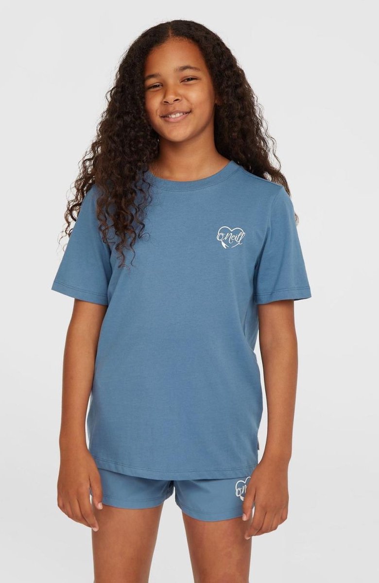 O´neill Script T-shirt Met Korte Mouwen 7-8 Years Meisje Blauw