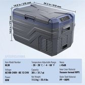 Bol.com Auto Koelkast - Camping Koelkast - Draagbare Auto Koelbox - Compressor Koelkast - Voor Auto - Camper - en Boot - 12V/24V... aanbieding