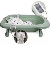 Bellettini® Opvouwbaar Baby Bad inclusief kussen - Babybad Met ingebouwde Temperatuur - Peuterbad - Groen