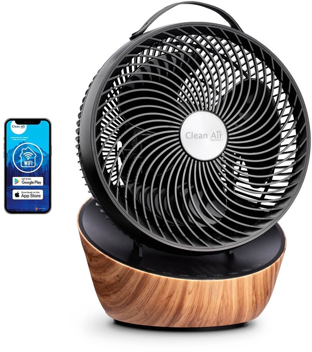Bol.com Clean Air Optima® CA-403 Smart - Wood Design Circulator Ventilator - Extreem stil! 10dB - BLDC motor - Slaapmodus - Aero... aanbieding