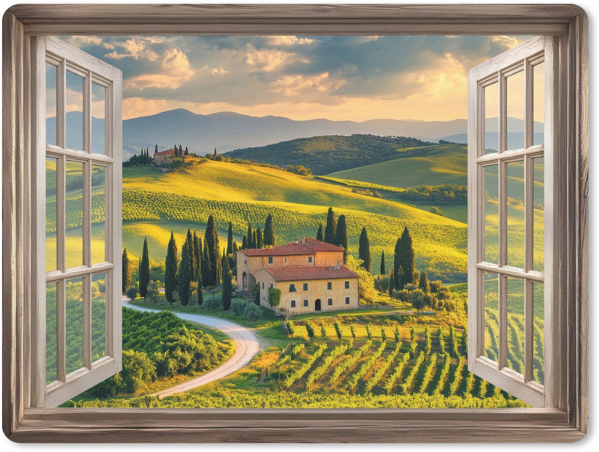 Muismat 23x19 cm - Mousepad Doorkijk - Toscane - Uitzicht - Landschap - Zomer - Muismatten