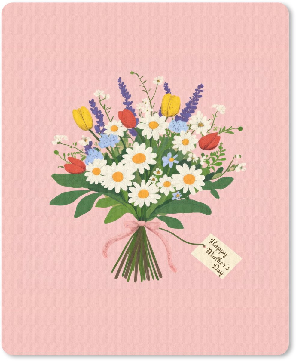 Muismat 19x23 cm - Mousepad Bloemen - Lint - Kaartje - Muismatten