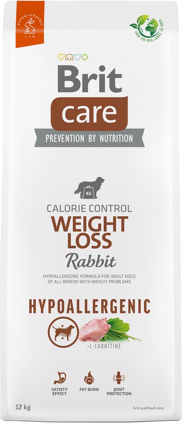 Brit Care Hypoallergenic Weight Loss Rabbit & Rice 12 kg - Hond