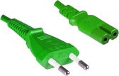 DINIC stroomkabel met rechte C7 plug en rechte stekker - 2x 0,75mm / groen - 1,8 meter