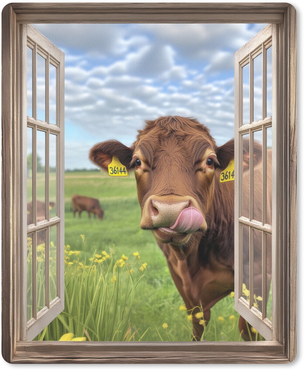 Muismat 19x23 cm - Mousepad Doorkijk - Koe - Weiland - Landschap - Dieren - Muismatten