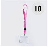 Roze keycord met badge-/pashouder, per 10 stuks