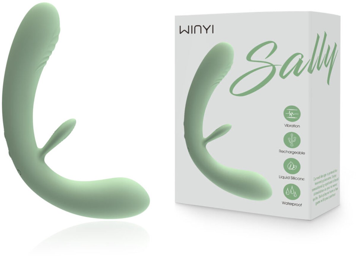 WINYI - Sally - strapless strap-on vibrator - duo vibrator - twee trillende uiteinden - stille vibrator - G-spot, clitoris en anale stimulatie - oplaadbaar - waterdicht - matcha
