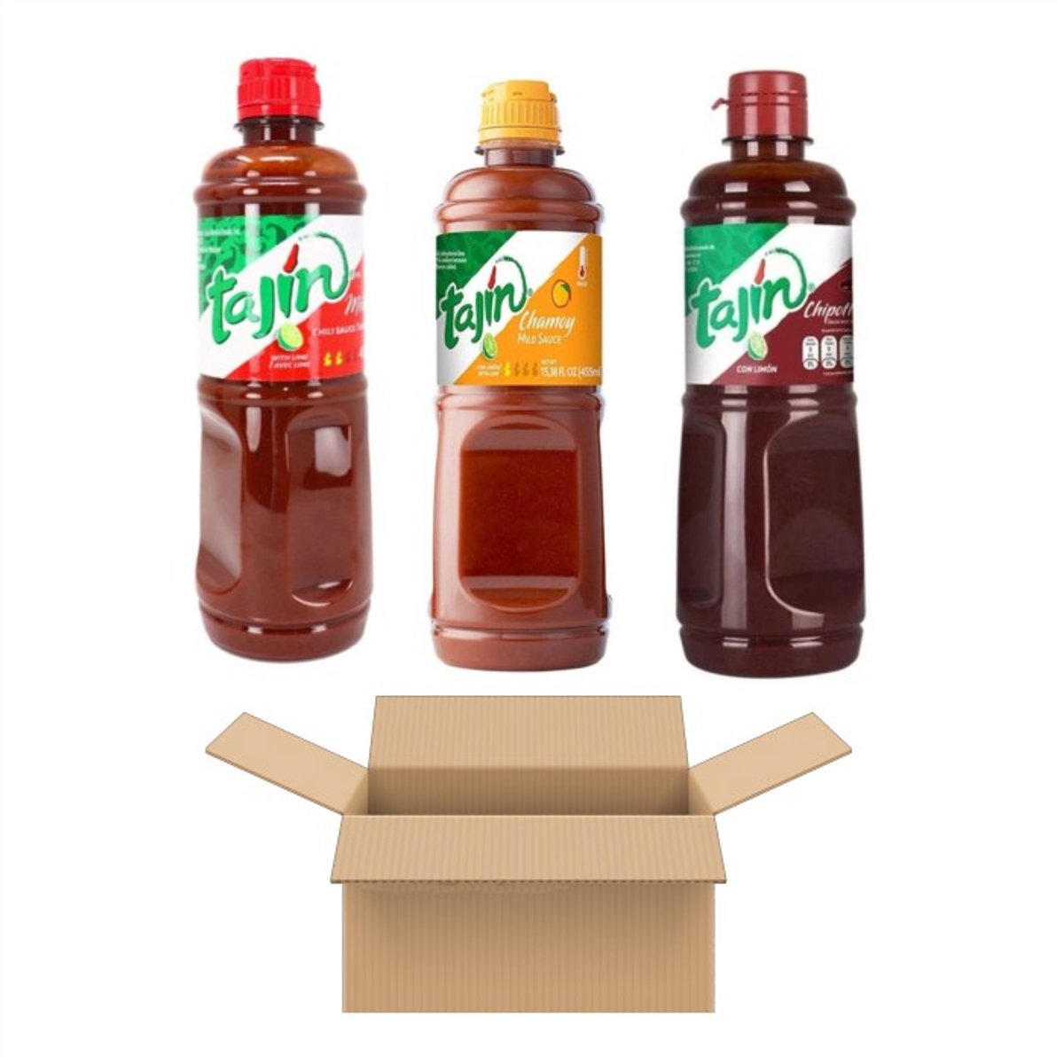 Tajin Mild Hot Sauce, Chamoy Sauce, Salsa Chipotle (2x455ml, 475ml)