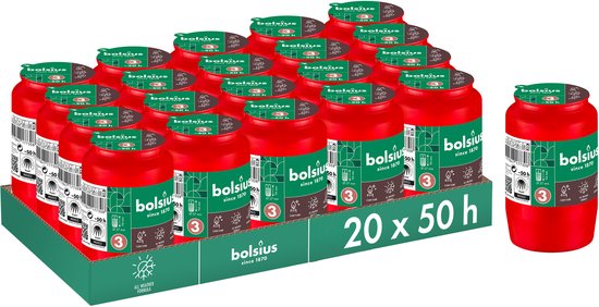 Bolsius - Herdenkingslicht - Rood - 20 stuks - 50 Branduren