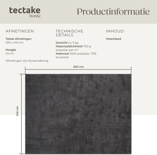 tectake® Tapijt Rond, 120 cm, Laagpolig, 1630 g/m² Poolgewicht, Modern Design, Wasbaar, Antislip Onderkant, Zacht en Onderhoudsvriendelijk, Vloerkleed Woonkamer, Allergievriendelijk, Creme