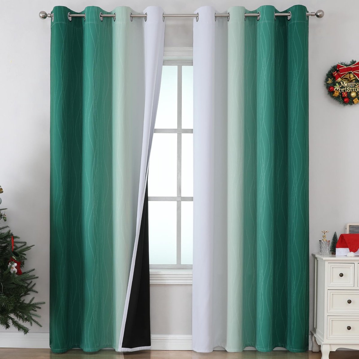 Unyqoos ® Gezellige Ombre Thermogordijnen met Verloopkleuren en Geluidsisolatie voor Sfeervol Interieur groen