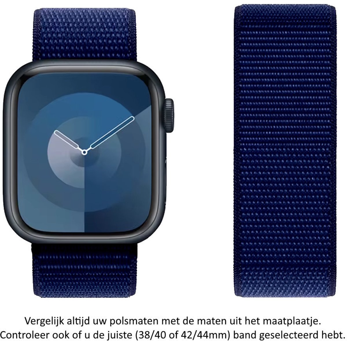Donker Blauw Nylon Horloge Band geschikt voor Apple Watch 1, 2, 3, 4, 5, 6, 7, 8, 9, SE, 38mm, 40mm & 41mm "Vrouwenbreedte" Series - Zacht Geweven Nylon - 38 mm, 40 mm en 41 mm - dark blue - donkerblauw