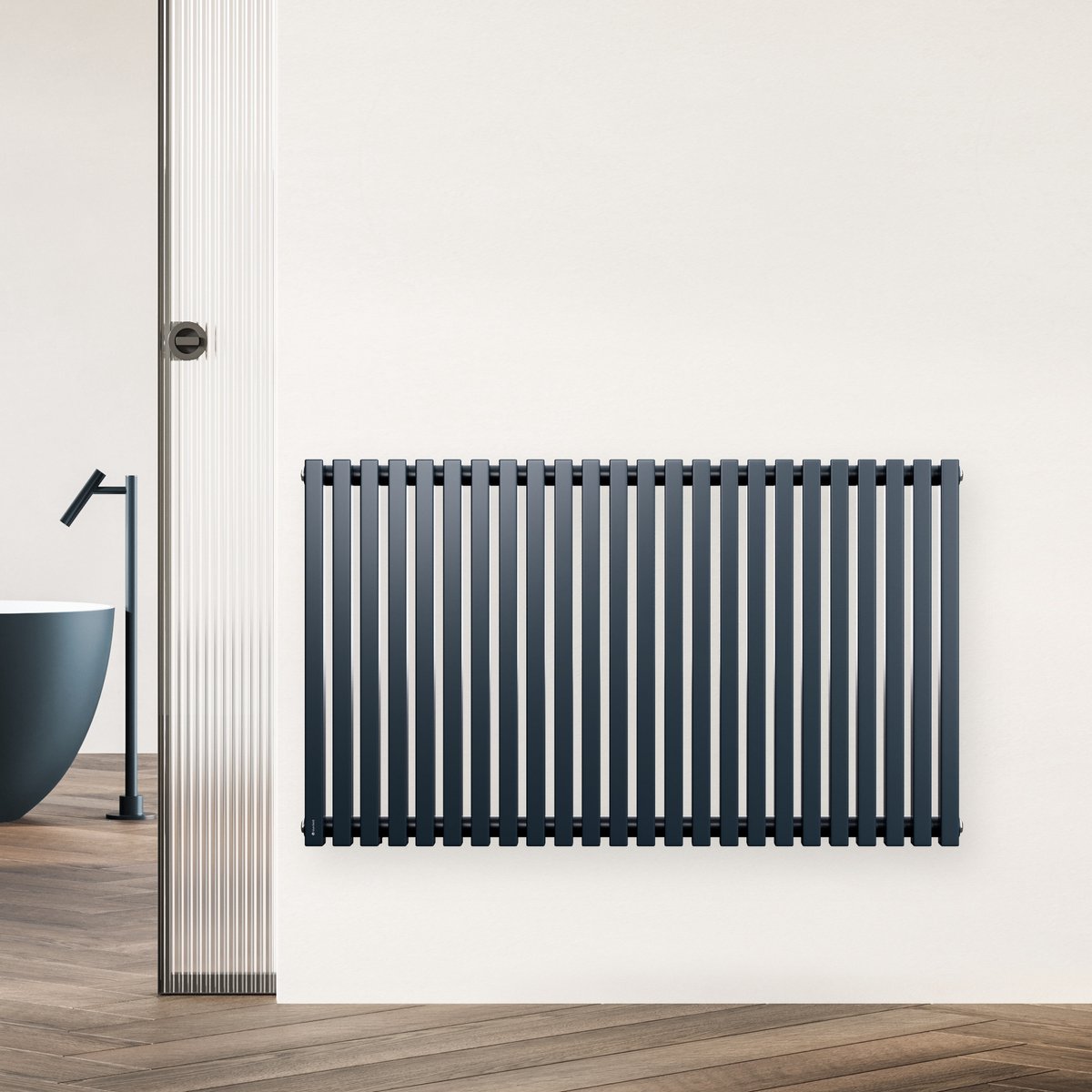 Blumfeldt Radiator - 891W Wandradiator met Verticale Verwarmingsbuizen, Modern Stalen Ontwerp, Centrum Aansluiting, Ideaal voor Badkamers & Woonkamers, 100x63 cm, Antraciet