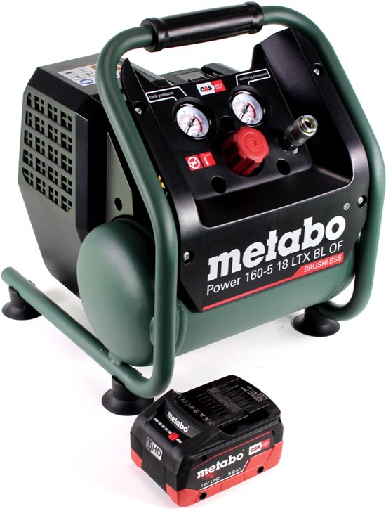 Metabo Power 160-5 18 LTX BL OF Snoerloze compressor 18 V 8,0 bar Brushless + 1x LiHD accupack 8,0 Ah - zonder lader — afbeelding 2
