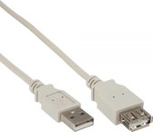 InLine USB naar USB verlengkabel - USB2.0 - tot 2A / beige - 0,30 meter