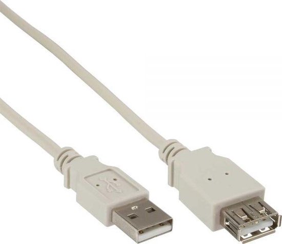 InLine USB naar USB verlengkabel - USB2.0 - tot 2A / beige - 0,30 meter ...