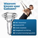 Man met sling trainer. Gatson plafondhaak is 360° roteerbaar, roestvrij, snelle installatie, 500 kg draagkracht.
