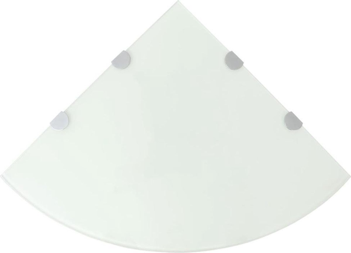 vidaXL Hoekschap - met - chromen - dragers - wit - 45x45 - cm - glas