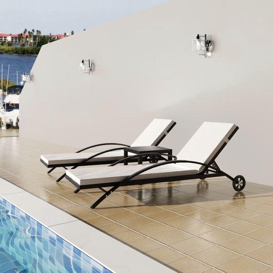 vidaXL Ligbed inklapbaar stof beige, tuinstoel, terrasmeubel, zonnebed, tuinmeubel, ligstoel, tuinbed, ligbed tuin, ligstoel tuin, ligstoel buiten