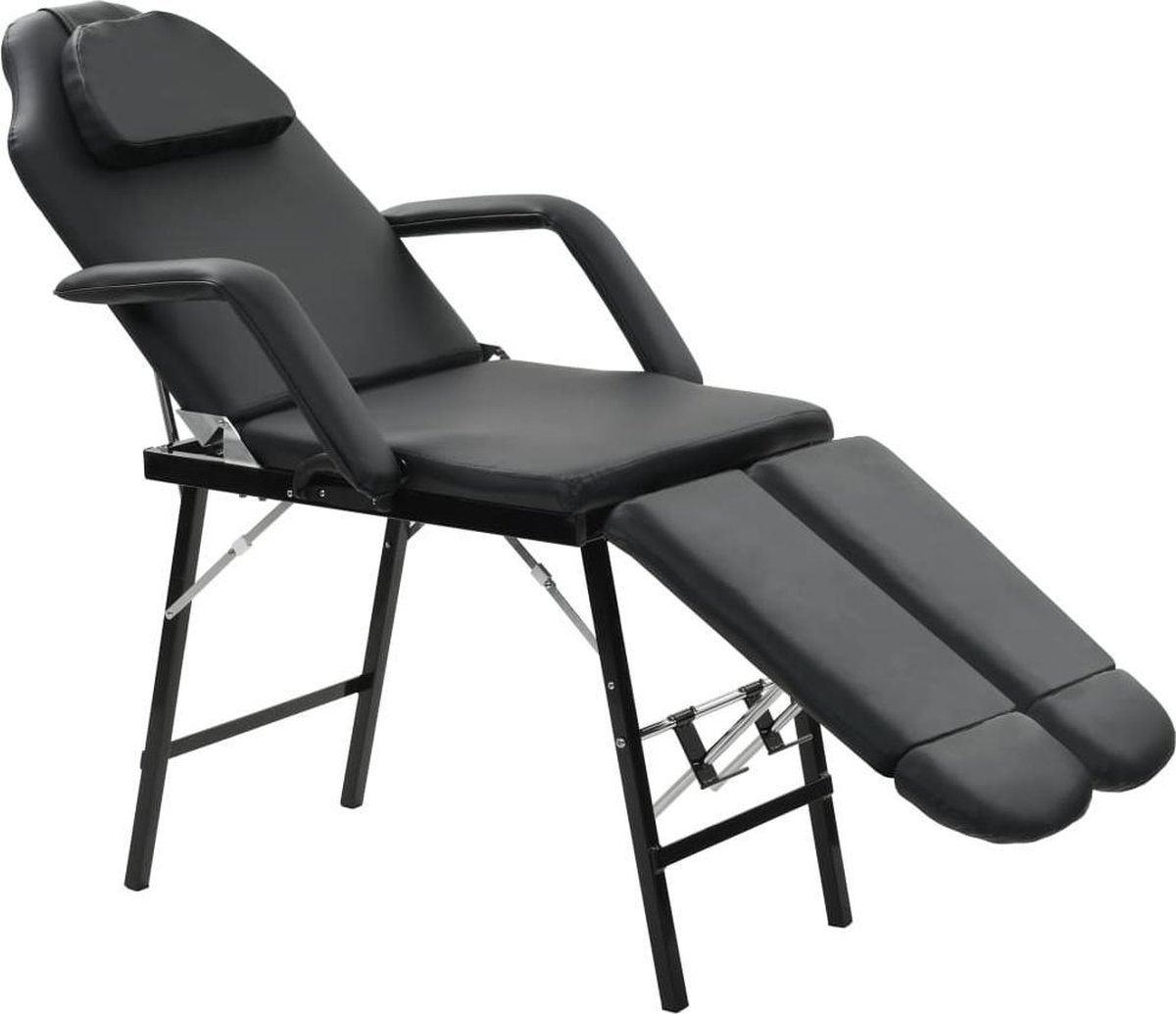 Goedkoopste vidaXL - Gezichtsbehandelstoel - draagbaar - 185x78x76 - cm - kunstleer - zwart
