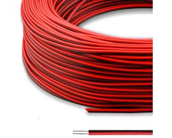 Elektrische draad – 20 meter - vertind - koper - 2 pin - AWG 22 - geïsoleerde PVC verlengkabel - LED-strip (rood/zwarte draad)