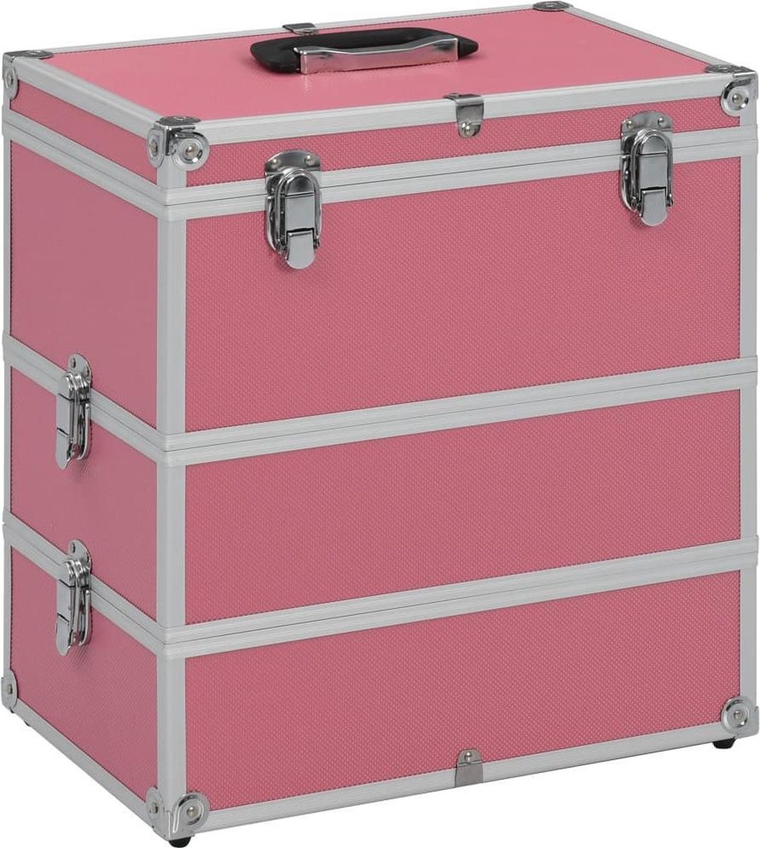 vidaXL Make-up koffer 37x24x40 cm aluminium roze