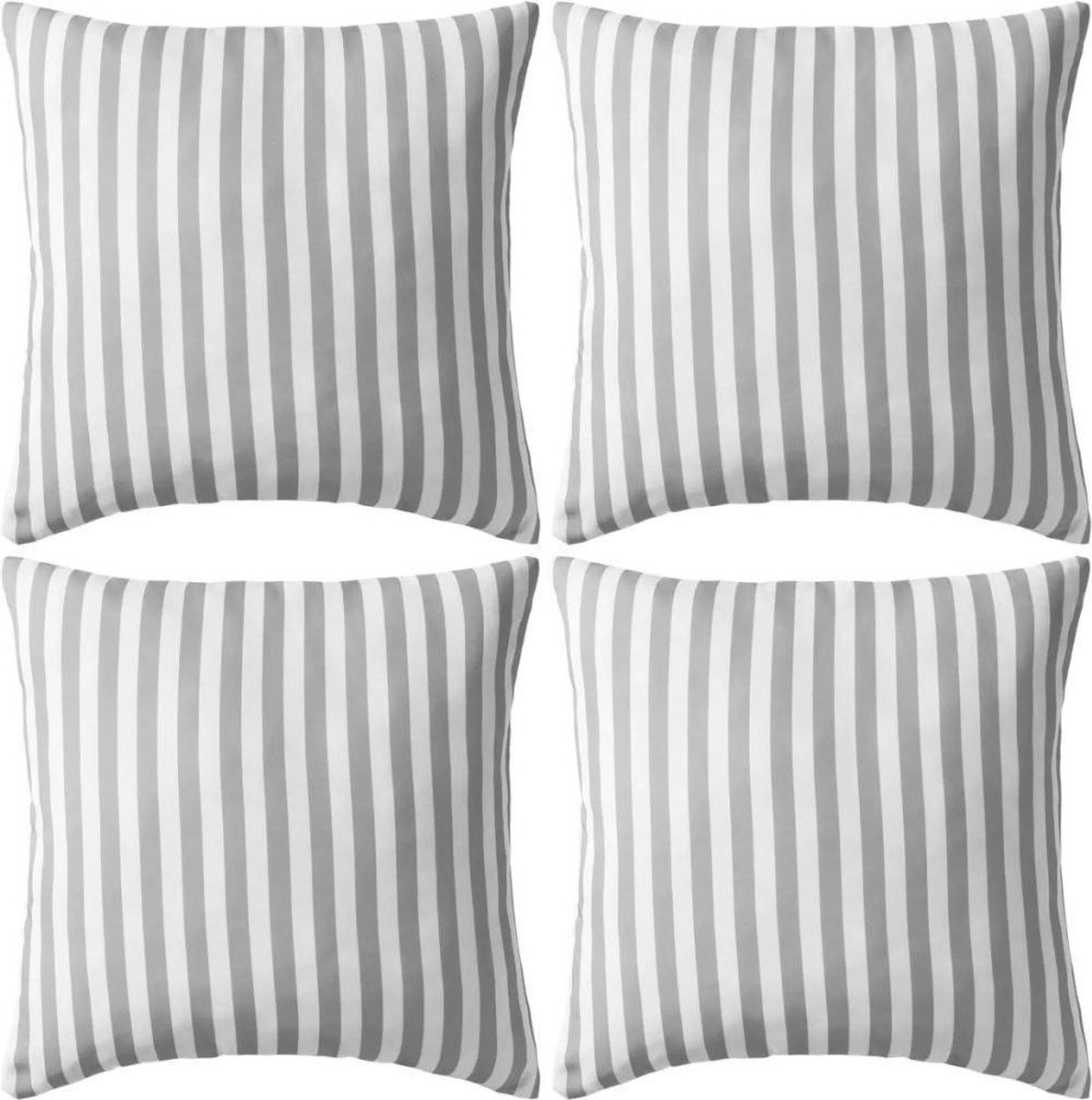 vidaXL Buitenkussens - 45x45 - cm - gestreept - grijs - 4 - st