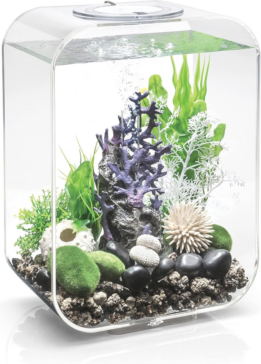 Compact 15-liter Aquarium met Witte LED-verlichting voor Desktop of Tafelblad