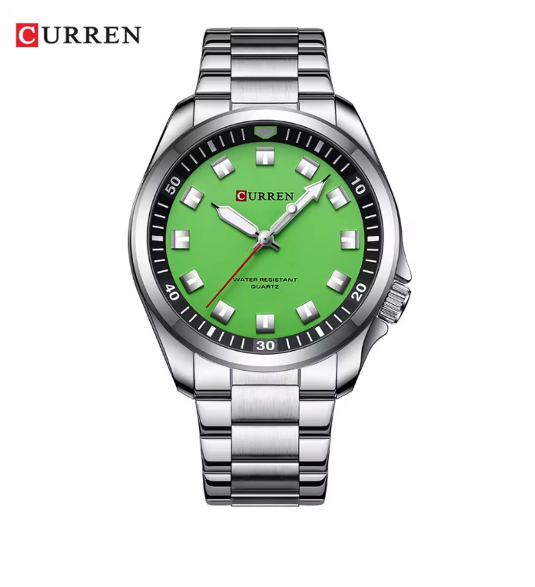 Curren Horloge - Heren - Zilverkleurig met Groene Wijzerplaat - Model 8451 - Stoer Herenhorloge - Luxe Cadeau