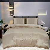 dekbedovertrek Decoware en satin brillant Dentelle - Taupe - 2 personnes - 200 x 220 cm - 2 taies d'oreiller 60 x 70 cm