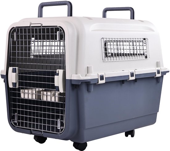 Topmast Transportbox Travelaire Premium - Maat 3 - 68 x 51 x 53 cm - Reismand - Transportbox - Airline Transportbox Reiskennel - Voor Hond en Kat + Extra wielen