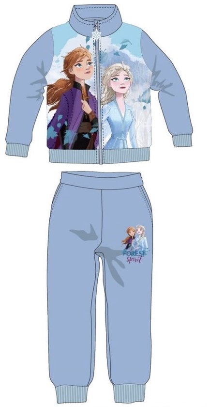 Disney Frozen set joggingpak - trainingspak - vrijetijdspak - huispak - Vest + Broek - Lichtblauw - 92/98 cm - 3 jaar