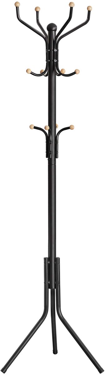 Unyqoos Kledingstandaard met Strakke Lijnen en Ruime Opbergruimte voor Jassen en Accessoires, Hoogte 182 cm zwart