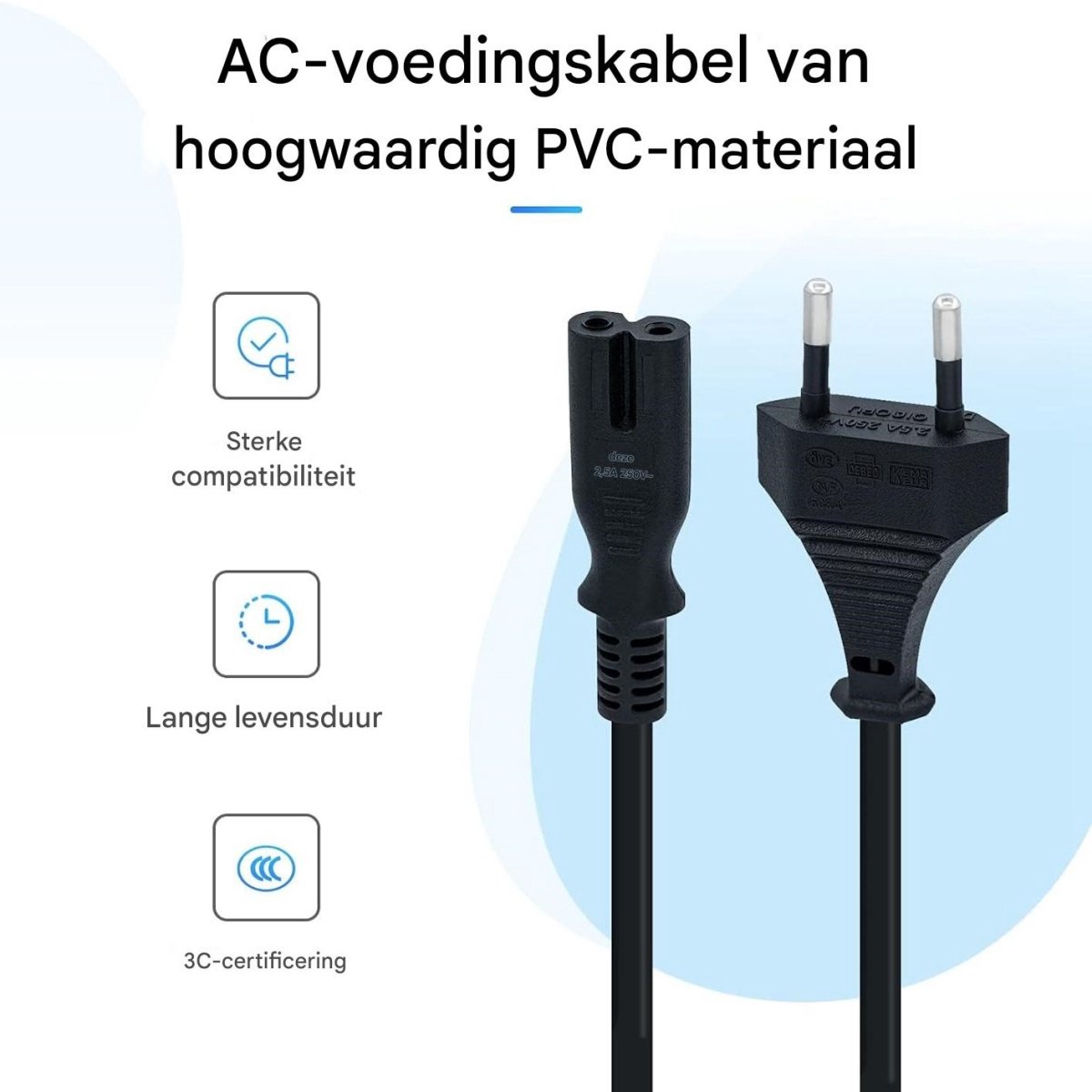 c7 kabel - 1,5 m zwarte stroomkabel - C7-draad Euro-stekker - C7 2-pins stroomkabel - stroomkabel 2 aderig - geschikt voor PS5 / PS4 / PS3 / Xbox Series X/S - zwart — cadeau in Cadeau-ideeën - foto 8