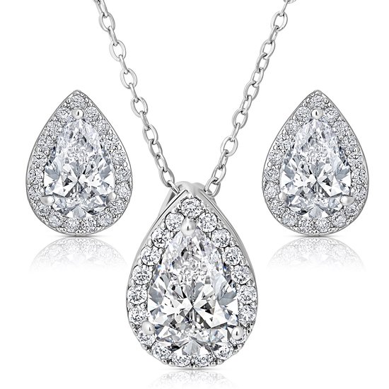sieraden set ketting met oorbellen 925 zilver met gekleurde steentjes – Liefs Jade