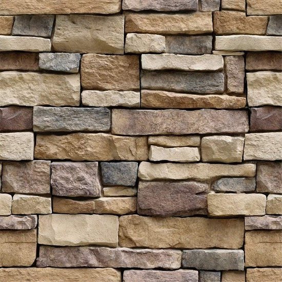 Papier peint avec un motif de différentes pierres brunes et grises de tailles inégales.