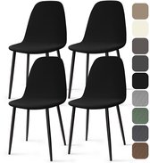 Ibenzoa® Universele Stretchbare Stoelhoezen Set van 4 voor Eetkamerstoelen en Banketstoelen in Zwart