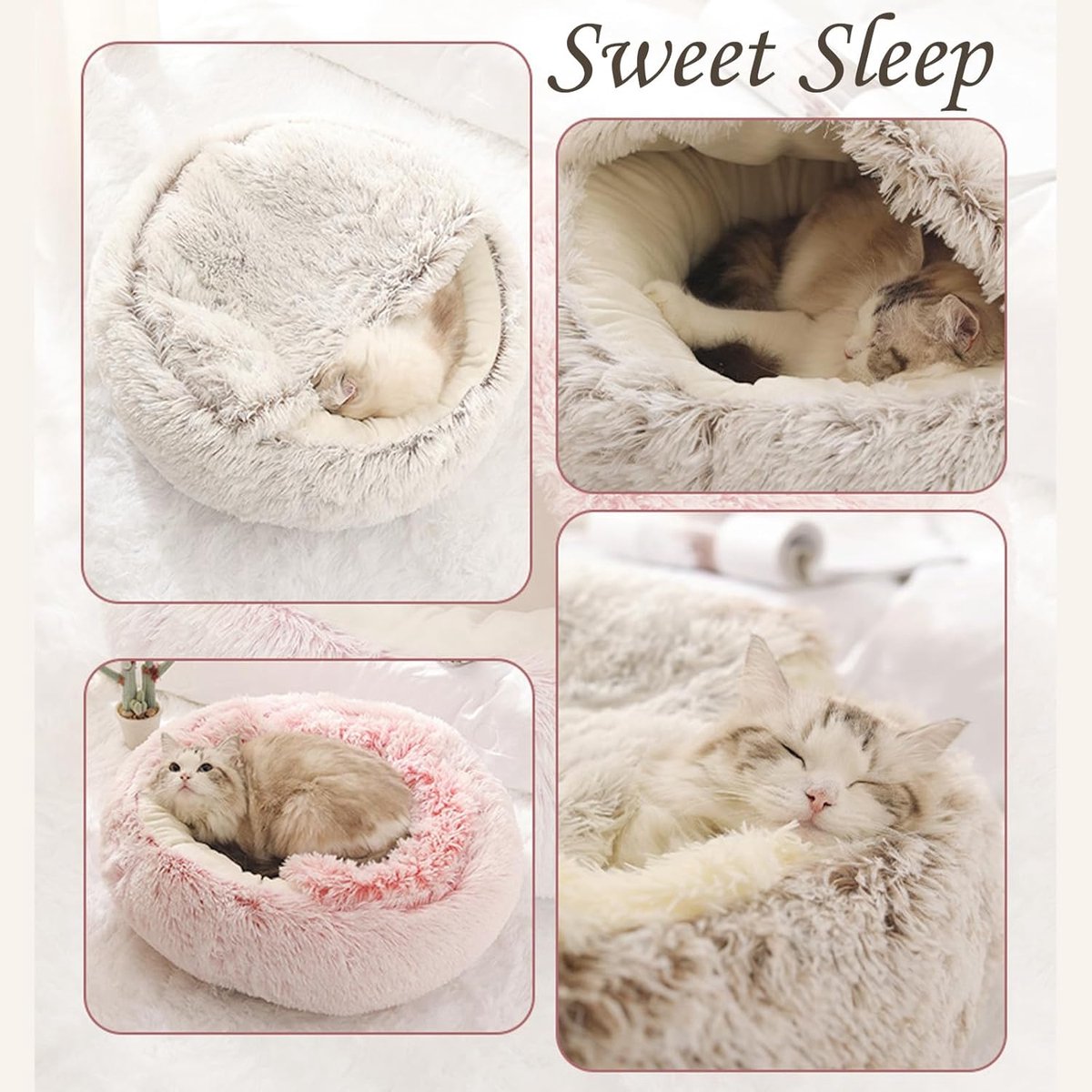 Cave hondenmand 50cm - kalmerend en angstverlichtend - voor kleine honden/katten - donut - Roze – foto 4