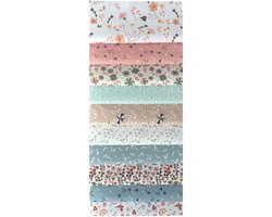BINK Bedding - 10 lapjes - Quilt Patchwork - Bloemen 25 x 25 cm - Set = 10 lapjes - 100% katoen