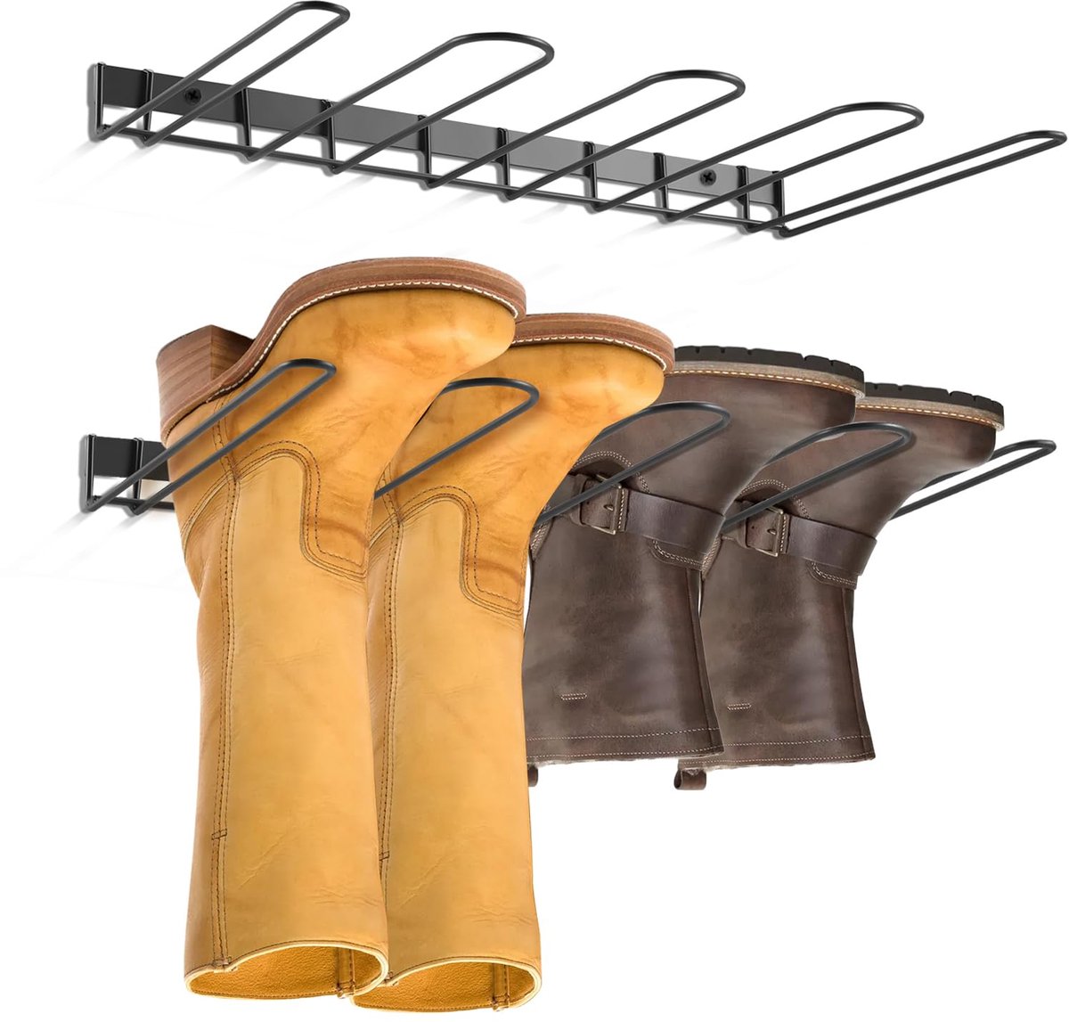 Ibenzoa Slim Ontworpen Metalen Wandmontage Schoenenrek Set voor Efficiënte Opbergruimte van Laarzen en Schoenen zwart