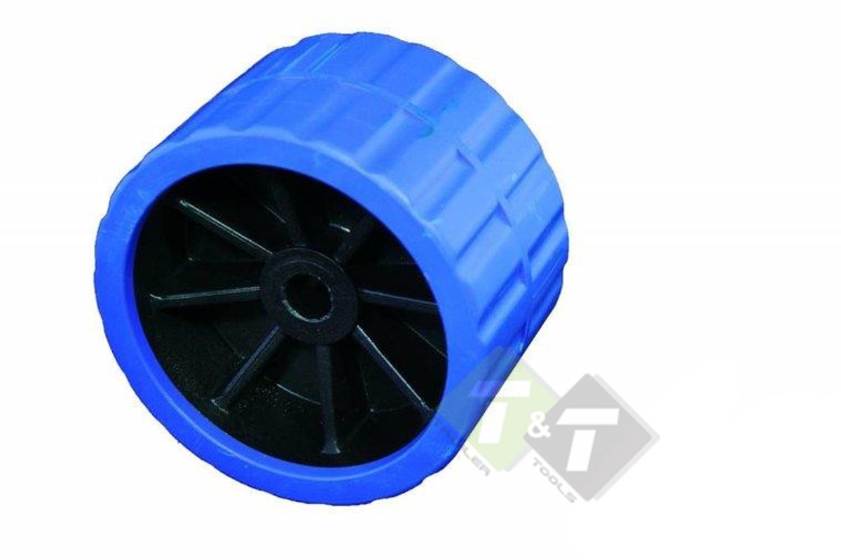 Zijrol, kimrol, Bootrol, 120 x 75mm, asgat 15 mm, blauw