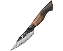 XinZuo Schilmes Damascus – X06 Mo Series – 11 cm – Gebrand Eiken Handvat – Professioneel Keukenmes