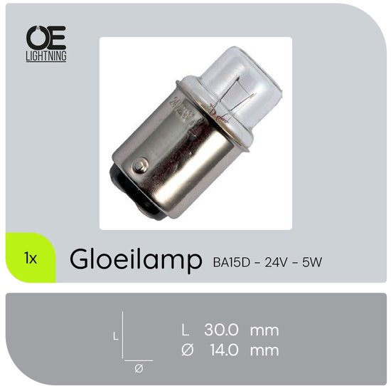 Ampoule 5W BA15d 24V - Pour éclairage De Contrôle Industriel, Avertisseurs, Tableaux De Bord - Lot De 1