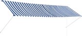 vidaXL - Luifel - uittrekbaar - 400x150 - cm - blauw - en - wit