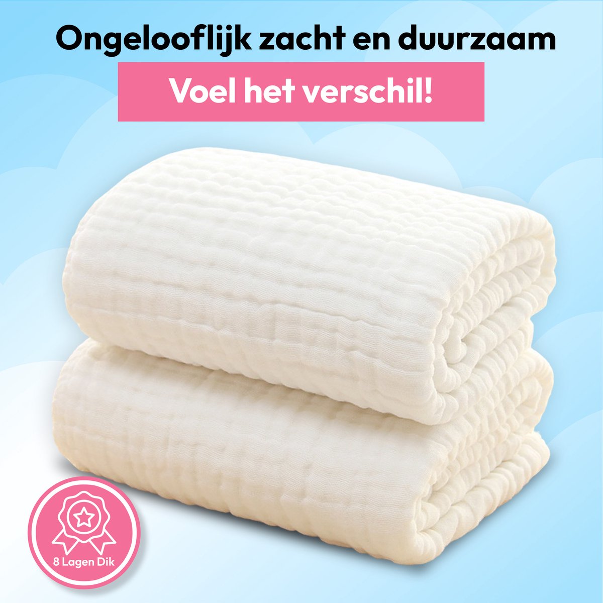 Goedkoopste Babytje Hydrofiel Katoenen Dekentje - Wieglaken - Wiegdeken - Babylaken - 8 Lagen -100 Katoen - Wit
